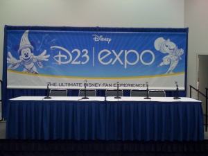 The D23 Expo press conference set-up